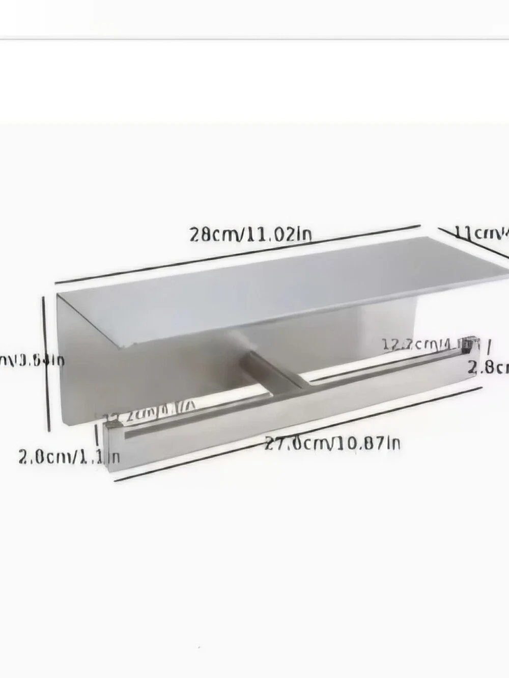 Double Toilet Paper Holder With Phone Shelf - Stainless Steel